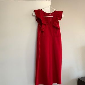 Pink Blush red ruffle maternity dress